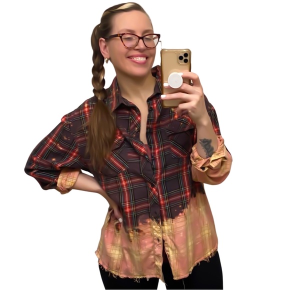 EUC Slipknot Band Flannel Shirt Mens Unisex Large Reworked Shacket Bleached - Picture 14 of 14